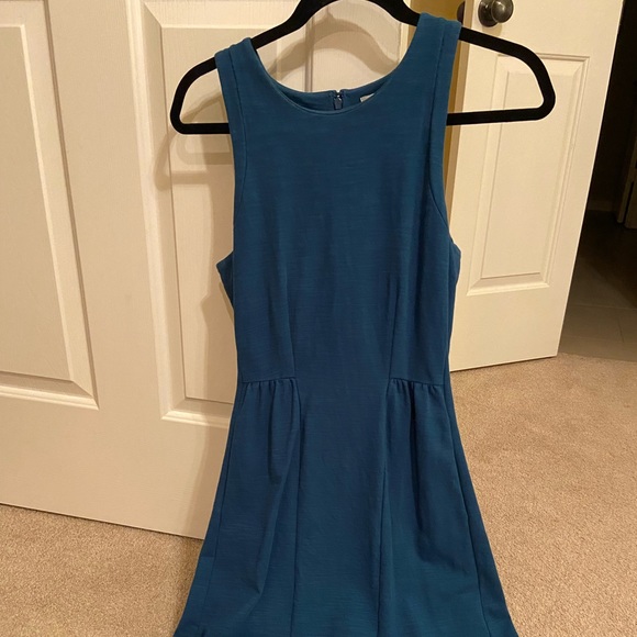 Madewell Keynote Ponte Blue Mini Fit Flare Dress Turquoise Blue - Picture 3 of 5